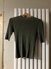 Vince. Ladies Corrugated Effect Blouse Steel Green Size XS