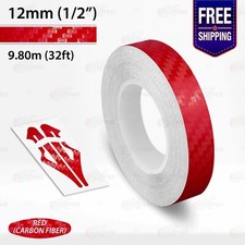 CARBON FIBER RED 12mm PIN STRIPE Car Model Motorcycle TAPE Vinyl Sticker 1/2"