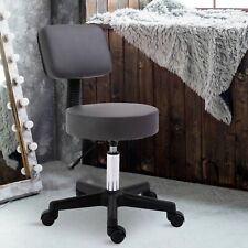 Homcom Barber Salon Tattooist Work Rolling Stool Wheels Grey PU Leather