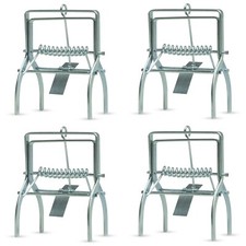4x Mole Vole Claw Scissor Traps Heavy Duty Professional Quick Kill Fast Metal