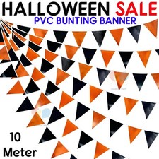 Halloween Bunting Banner Black Orange Flag Garland Pennant for Indoor Outdoor UK