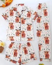 Ladies highland cow pyjamas - highland,