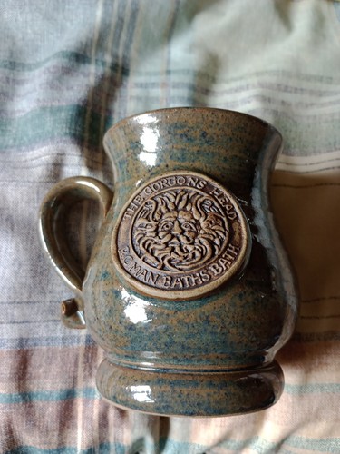 Pottery mug stoneware applied - pottery,