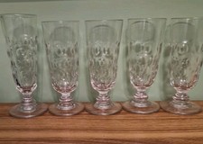 Selection Of Five 19th Century Lens Cut Ale Glasses Sunderland Hand Blown