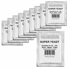 10x Super Wine Yeast 5-25L Homebrew Wine, Mead, Cider, Ginger Beer Turbo making