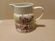 Melba Ware Vintage Pottery Jug- Cottage Garden With Cat And Chickens Design-VGC