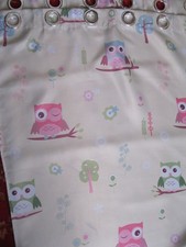 pair Funky Owl Owls Curtains, ring top, size 85"D x 38"W lined, 216 x 96cm
