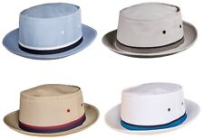 Packable Poplin Bucket Hat Lightweight Pork Pie Sun Hats Blue, Grey, Tan, White