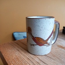 Vintage Otagiri Roadrunner Bird Mug Cup Speckled Stoneware Cactus Desert Cacti 
