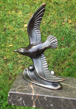 French Art Deco Seagull Bird Marble Lamp Base - Spelter Figure - Pen Stand