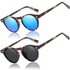 Vintage Round Sunglasses Mens Womens Polarized UV400 Retro Frame for Driving UK