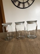 3x Large Jars Clear Glass