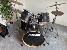 Sonor force 2003 full birch drum kit - black, with hardware and cymbals included