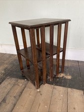 Antique Rotating Wooden Bookcase Vintage 2 Revolving Shelves