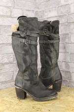 GREY LEATHER SHEEPSKIN LINED