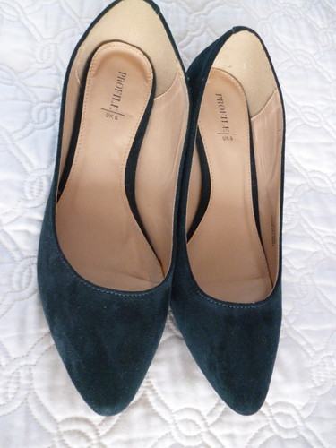 Bottle green faux suede court - suede,