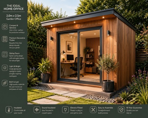 2m garden office - 2.5m,