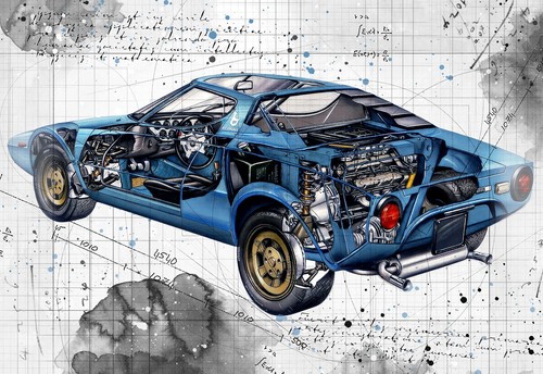Line tech drawing lancia - tech,