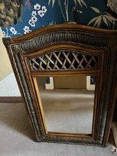 Vintage Bamboo Rattan Wicker Bohemian Cane mirror