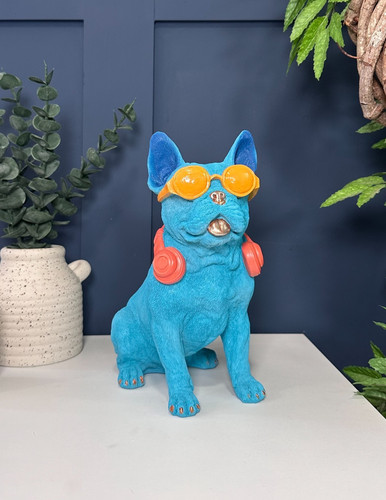 Blue french bulldog statue - blue, |