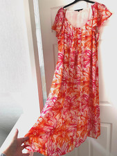 Pretty Pink Orange Lined Chiffon Occasion Dress Size 14 BM David Emanuel