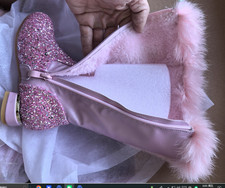 Winter Kids Girls Princess Rainbow Queen Warm Snow Boots Fur Sequin Long boots