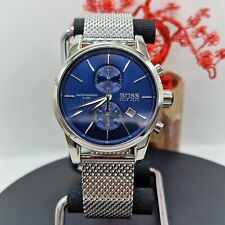 BOSS MENS 1513441 WATCH SILVER MESH BAND WITH BLUE DIAL AND SILVER CASE