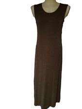 PICADILLY Canada long Designer stretchy dress Mocha deep brown UK small spandex
