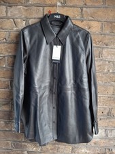 New Autograph Ladies Black Genuine Leather Overshirt / Shirt Size UK 16 