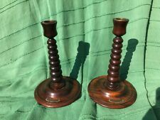 HMS Britannia rare turned teak / wood / timber candlesticks