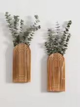 Boho wooden wall vase mounted - wooden,