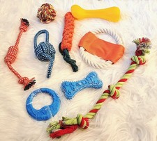 9PCS Puppy Toys Bundle Tough Chew Toy Set NEW With Free Puppy Basket