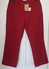 LADIES CLASSIC RED COTTON TRADERS TROUSERS BNWT, EASY CARE, SIZE 14, SHORT