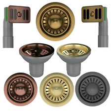 Kitchen Sink Strainers - 90mm kitchen Sink Waste Kit with Overflow -Brass & Gold