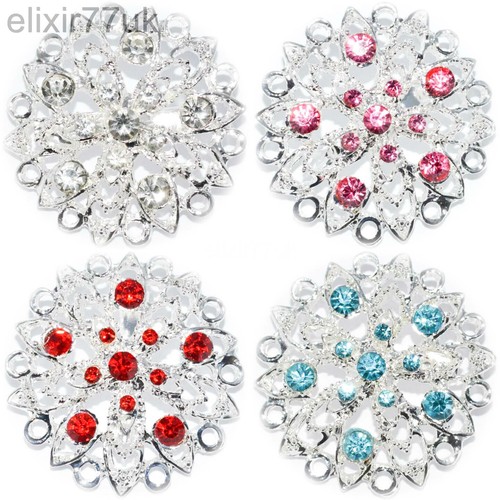 New silver flower brooch - silver, red