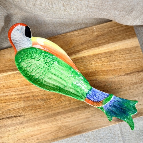 Vintage ceramic parrot dish