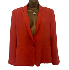 Zara Women Red Blazer Jacket Size XL 14 16 UK Single button Office Work Orangy