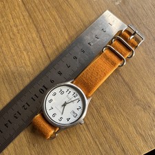 Saxon Dater Quartz Wristwatch NATO Pull Thought Strap New Battery