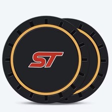 2pc Ford ST Cup Holder Coaster Mats 7CM Anti-Slip Pads Car Accessories YELLOW