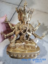 Large Chinese Tibet Brass Hand carved Three Sided Buddha Tara Statue 43011