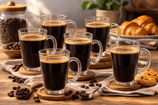 6 X Latte Coffee Glasses