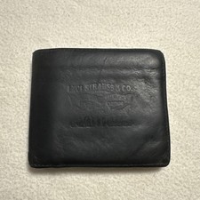 Levi Strauss Black Genuine Leather Wallet Bifold  Card Holder ID bag