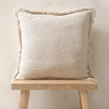 3 x Kemble Fringed Cushion Oatmeal - 45x45 cm - Fibre pad - 3 PACK