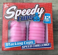 Mini Speedy Cups Stacking Cups Speed Challenge Game Family Fun Pink VGC Travel