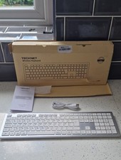 TECKNET Wireless Keyboard Rechargeable 2.4GHz USB Bluetooth Keyboard for 4 Slim