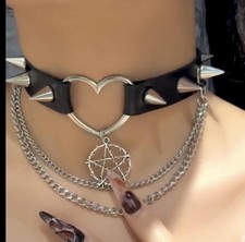 black leather choker necklace
