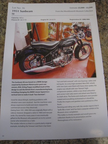 1951 sunbeam motorcycle - sunbeam, s8