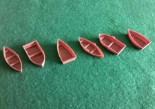 Model Boats OO Gauge x 6 Boats with Three Designs Rowing Boats Train Scenery