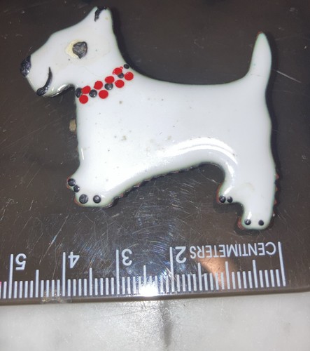 Vintage white enamel scotty - vintage,