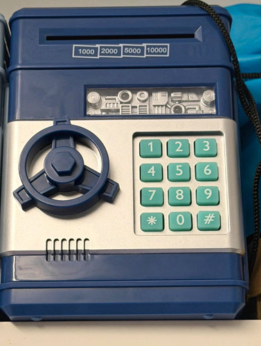 Blue electronic safe - electronic, money